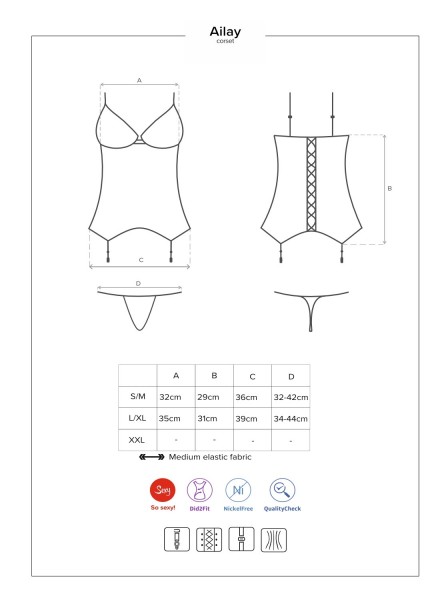 Ailay corsetto in raso lucido con perizoma Obsessive Lingerie in vendita su Tangamania Online