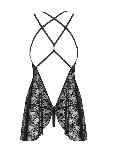 860 babydoll e perizoma in pizzo nero Obsessive Lingerie in vendita su Tangamania Online
