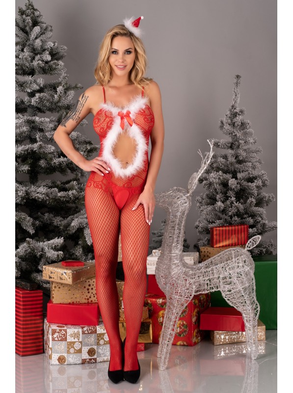 Sexy bodystocking natalizia con marabou Magali Livia Corsetti in vendita su Tangamania Online