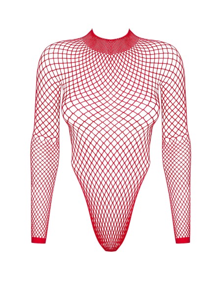 B126 body in rete rossa a maniche lunghe Obsessive Lingerie in vendita su Tangamania Online