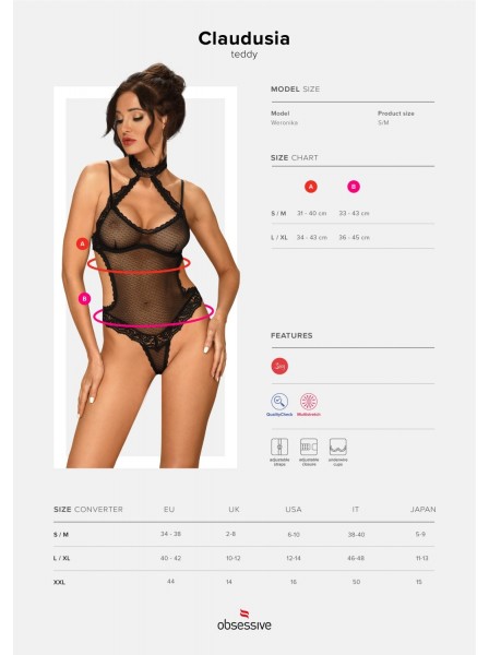 Sexy body a perizoma in tulle e pizzo collezione Claudusia Obsessive Lingerie in vendita su Tangamania Online