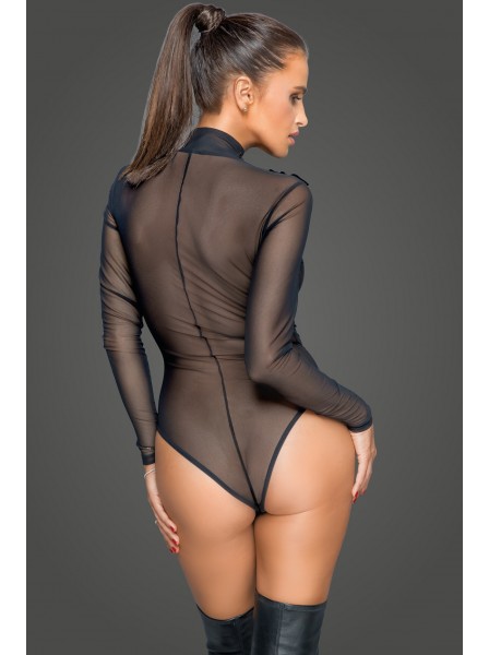 Sexy body in tulle con zip e ricami Noir Handmade in vendita su Tangamania Online