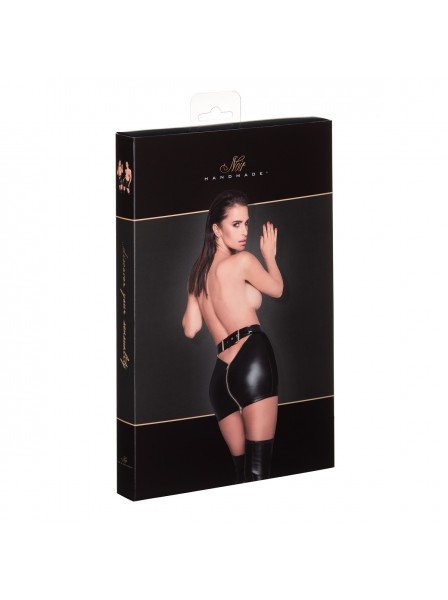 Sexy minigonna in tessuto wetlook con doppia zip Noir Handmade in vendita su Tangamania Online