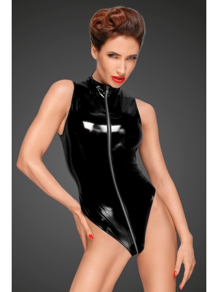 Sexy body smanicato in pvc con zip multidirezionale Noir Handmade in vendita su Tangamania Online