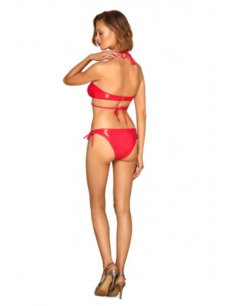 Bikini con top a fascia tessuto lucido corallo modello Coralya Obsessive Lingerie in vendita su Tangamania Online