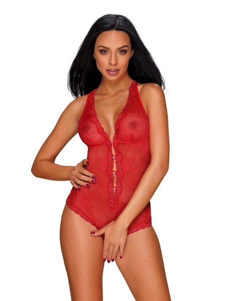 Sexy body aperto rosso Fiorenta Obsessive Lingerie in vendita su Tangamania Online