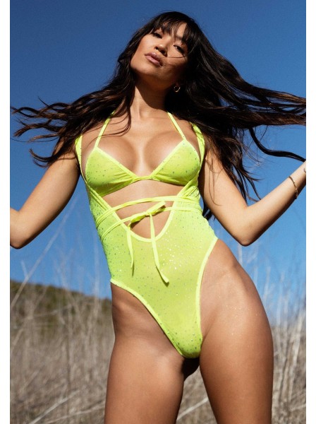 Top bikini e body giallo neon Leg Avenue in vendita su Tangamania Online