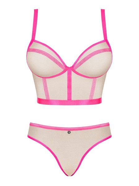 Elegante top e mutandine color nudo-pink collezione Nudelia Obsessive Lingerie in vendita su Tangamania Online