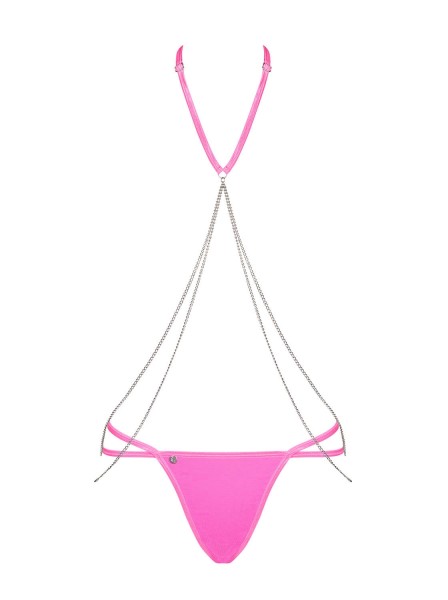 Sensuale set rosa acceso con perizoma e catenine Chainty Obsessive Lingerie in vendita su Tangamania Online