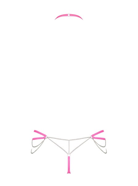 Sensuale set rosa acceso con perizoma e catenine Chainty Obsessive Lingerie in vendita su Tangamania Online