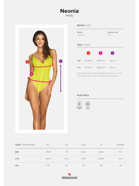 Sexy body stretch giallo lime Neonia Obsessive Lingerie in vendita su Tangamania Online