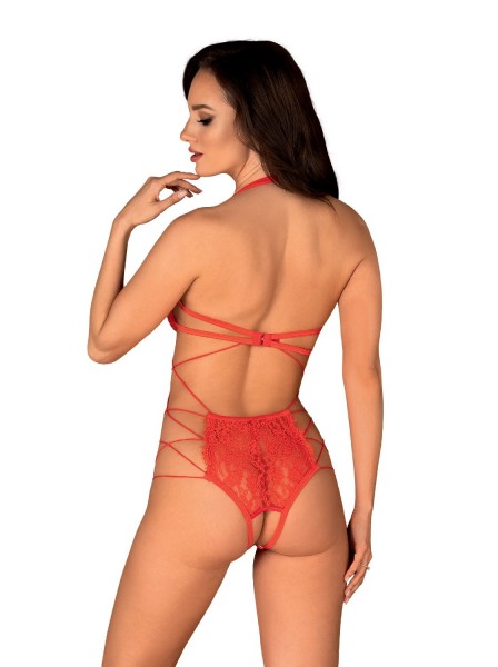 Sexy body rosso in pizzo con aperture Rediosa Obsessive Lingerie in vendita su Tangamania Online