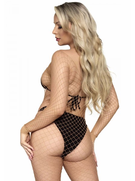 Bodystocking a rete con sexy scollatura in due colori Leg Avenue in vendita su Tangamania Online