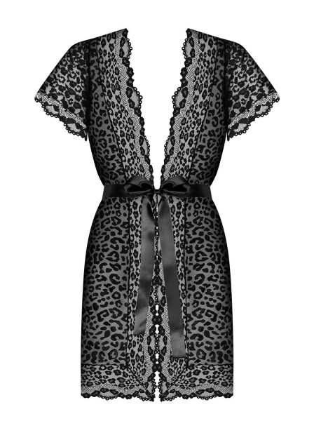 Elegante vestaglia Giully in tulle e pizzo animalier vellutato Obsessive Lingerie in vendita su Tangamania Online