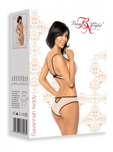 Sexy body nude con ricami neri Savannah BeautyNight in vendita su Tangamania Online