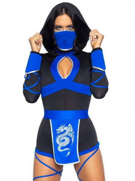 Dragon Ninja costume tre pezzi blu e nero Leg Avenue in vendita su Tangamania Online