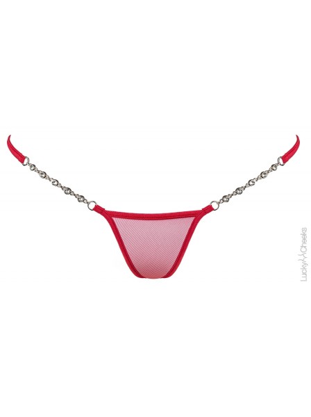 Transparent Red lussuoso micro V-String con Swarovski Lucky Cheeks in vendita su Tangamania Online