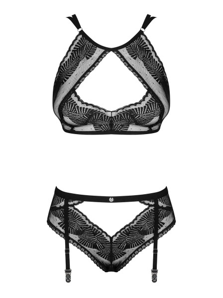 Sexy set bra e brasiliana con reggicalze collezione Allastia Obsessive Lingerie in vendita su Tangamania Online