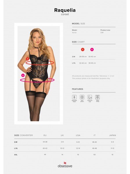 Sexy e romantico corsetto in pizzo con perizoma collezione Raquelia Obsessive Lingerie in vendita su Tangamania Online