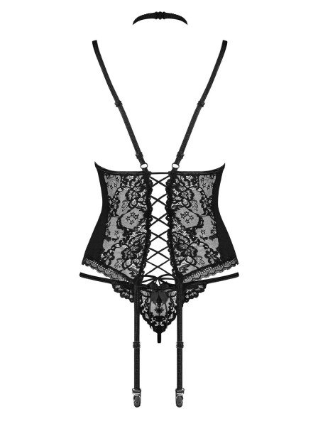 Sexy e romantico corsetto in pizzo con perizoma collezione Raquelia Obsessive Lingerie in vendita su Tangamania Online