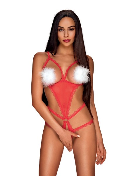 Merrynel Sexy body natalizio aperto con copricapezzoli Obsessive Lingerie in vendita su Tangamania Online