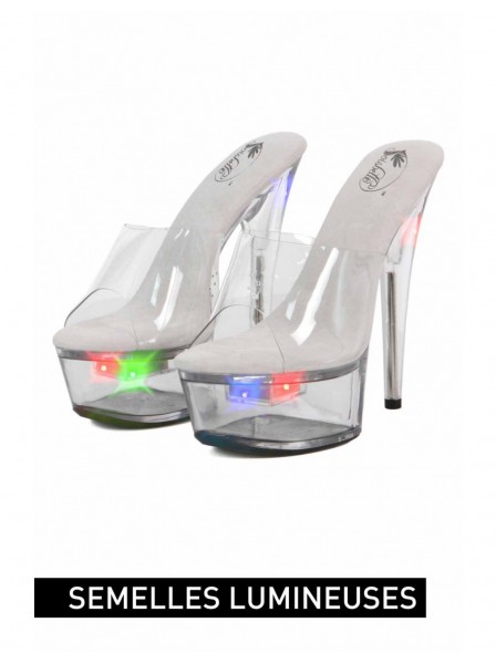 Sexy sandali in vinile trasparente con luci a led colorate  in vendita su Tangamania Online
