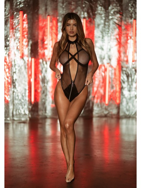 Body a perizoma in rete piccola con sexy cerniera Leg Avenue in vendita su Tangamania Online