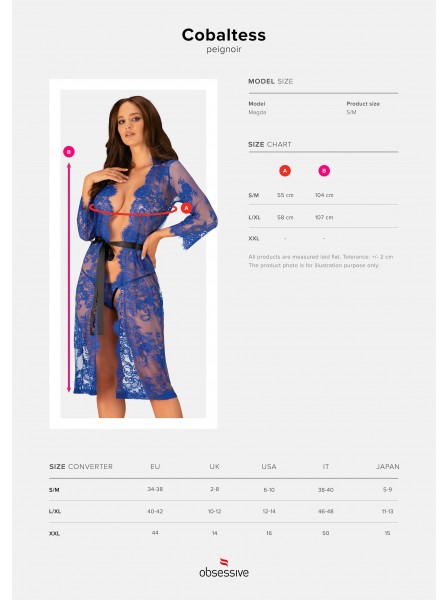 Sexy vestaglia in pizzo blu intenso Cobaltess Obsessive Lingerie in vendita su Tangamania Online