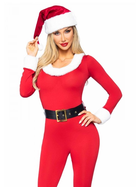 Sexy tutina natalizia aderente elesticizzata, con cappello e cintura Leg Avenue in vendita su Tangamania Online