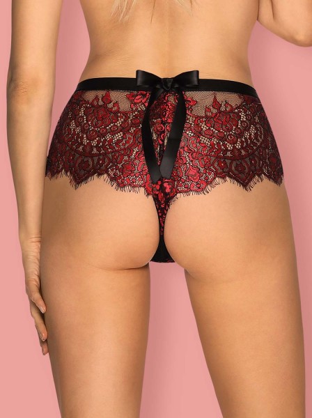 Sexy shorties in pizzo floreale rosso trasparente collezione Redessia Obsessive Lingerie in vendita su Tangamania Online