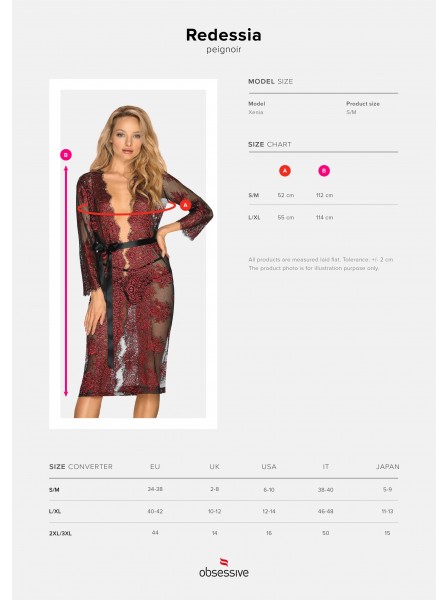 Sensuale vestaglia in pizzo rosso floreale trasparente collezione Redessia Obsessive Lingerie in vendita su Tangamania Online