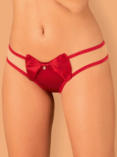 Sexy perizoma con fiocco rosso in raso collezione Rubinesa Obsessive Lingerie in vendita su Tangamania Online