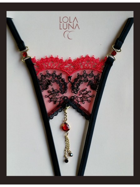 Sexy G-String aperto gemme color rubino modello Victoria Lola Luna in vendita su Tangamania Online