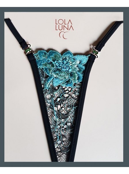 Sexy Micro G-String con ricamo azzurro e gioielli modello Celeste Lola Luna in vendita su Tangamania Online
