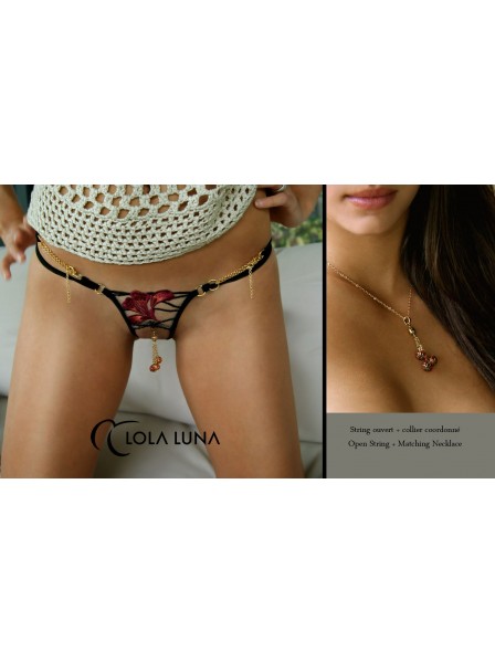Sexy G-String aperto con elegante ricamo e bijoux modello Gaia Lola Luna in vendita su Tangamania Online