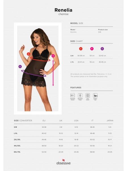 Sexy chemise con perizoma in tulle e pizzo nero collezione Renelia Obsessive Lingerie in vendita su Tangamania Online