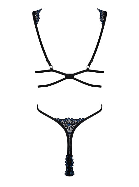 Sexy ed essenziale body nero con inserti in pizzo blu Belisis Obsessive Lingerie in vendita su Tangamania Online
