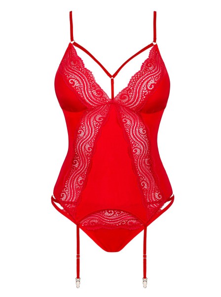 Sexy corsetto rosso con perizoma collezione Diyosa Obsessive Lingerie in vendita su Tangamania Online