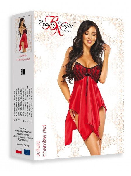 Provocante e sexy chemise con perizoma in rosso Julieta BeautyNight in vendita su Tangamania Online