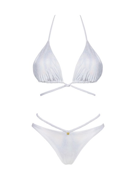Sexy bikini bianco con finitura brillante modello Blancossa Obsessive beachwear in vendita su Tangamania Online