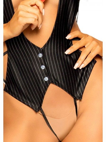 Look da lady boss sexy body aperto con cravattino Leg Avenue in vendita su Tangamania Online