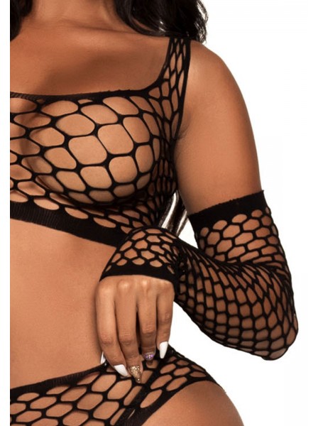 Sexy completino con top guanti e collant aperti Leg Avenue in vendita su Tangamania Online