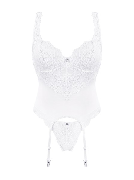 Seducente corsetto bianco con perizoma Amor Blanco Obsessive Lingerie in vendita su Tangamania Online