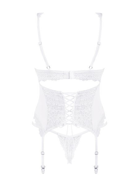 Seducente corsetto bianco con perizoma Amor Blanco Obsessive Lingerie in vendita su Tangamania Online