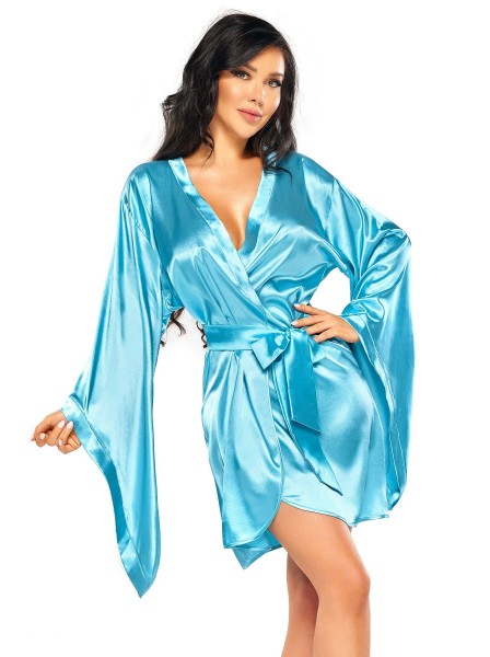 Sensuale vestaglia kimono in raso turchese modello Samira BeautyNight in vendita su Tangamania Online
