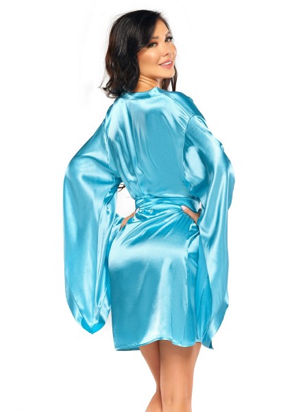 Sensuale vestaglia kimono in raso turchese modello Samira BeautyNight in vendita su Tangamania Online