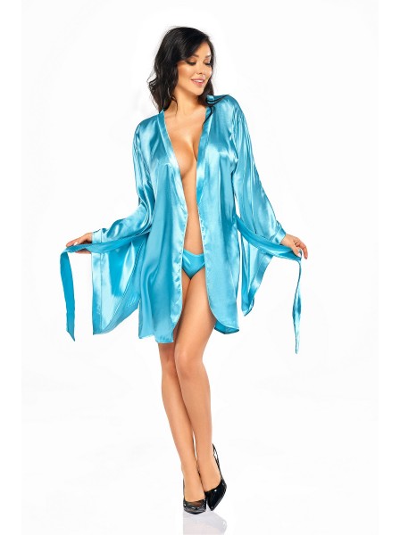 Sensuale vestaglia kimono in raso turchese modello Samira BeautyNight in vendita su Tangamania Online