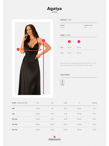 Sexy abito lungo in raso e pizzo nero Agatya Obsessive Lingerie in vendita su Tangamania Online