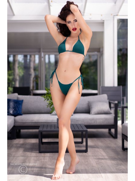 Sexy bikini verde in 3 pezzi triangolo perizoma e brasiliana Chilirose in vendita su Tangamania Online