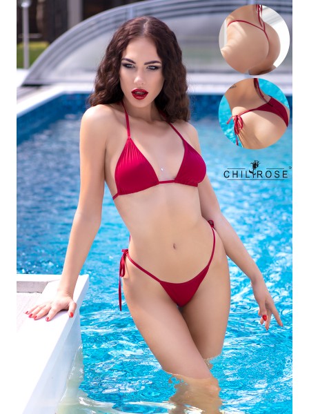 Sexy bikini rosso in 3 pezzi triangolo perizoma e brasiliana Chilirose in vendita su Tangamania Online